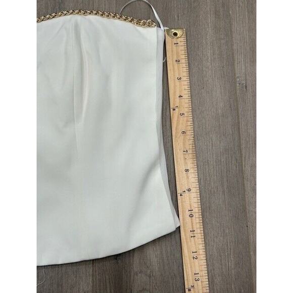 NWOT Generation Love Tube Top Back Zip Gold Chain Hem Built In Bra White XL FLAW - Picture 3 of 8